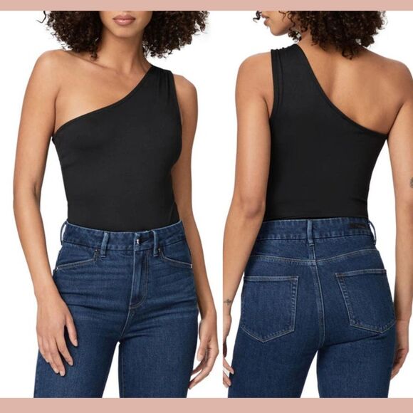 NEW $129 PAIGE [ Large ] Saveria One-shoulder Bodysuit In‎ Black #6381
